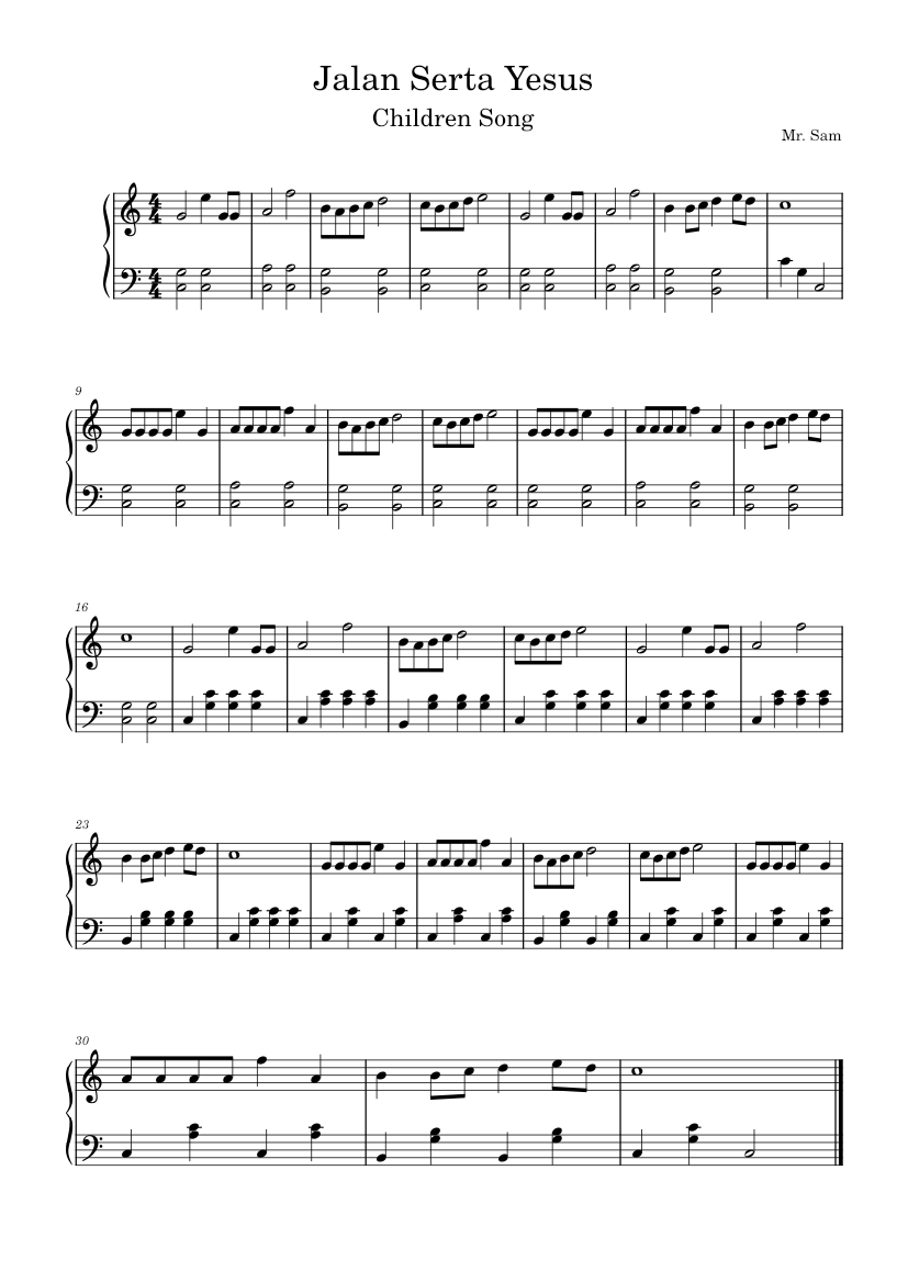 Jalan Notes Jalan Serta Yesus Sheet music for Piano (Solo) Easy | Musescore.com