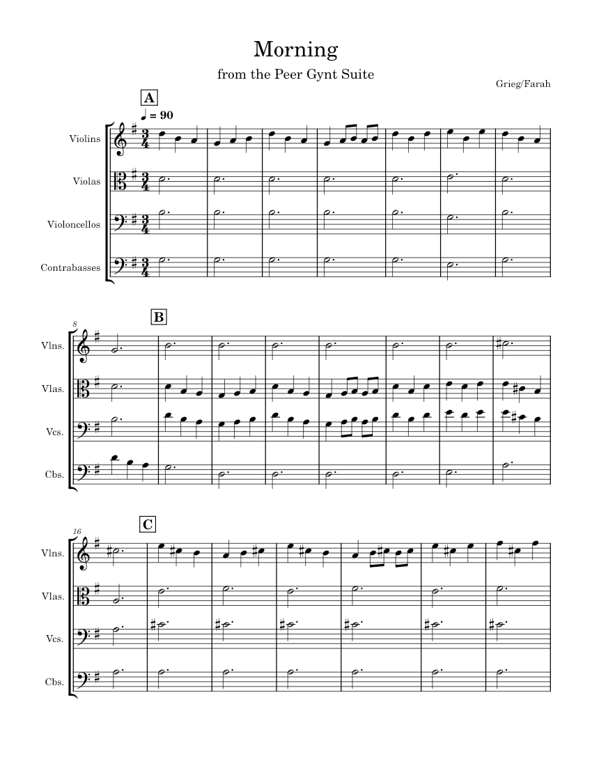 Morning Mood From Peer Gynt Suite No 1 Edvard Grieg Morning Sheet Music For Strings Group 