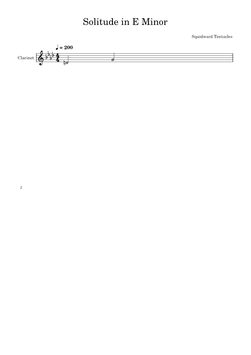 Solitude in E Minor - Squidward Tentacles Sheet music for Clarinet in b ...