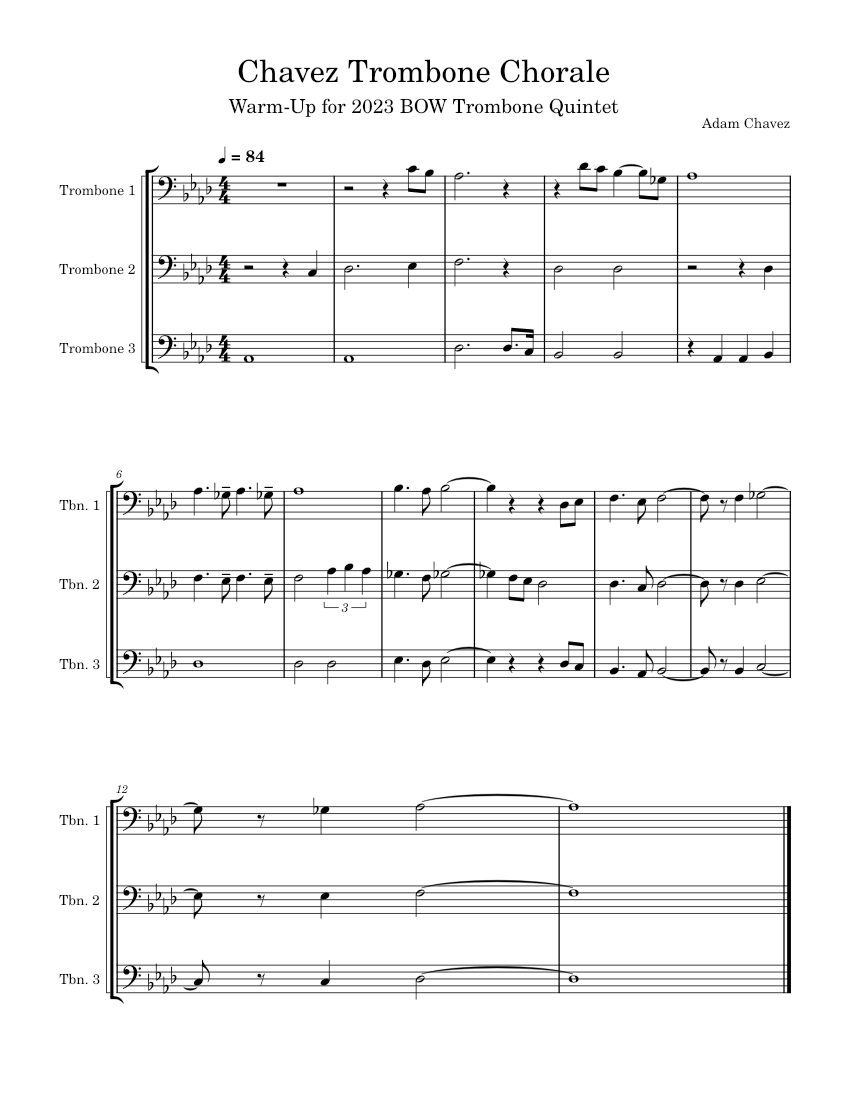 Chavez Trombone Chorale Sheet music for Trombone (Brass Trio ...