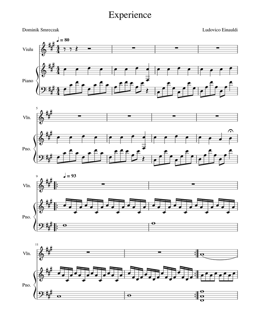 Experience Sheet music for Piano, Violin (Solo)
