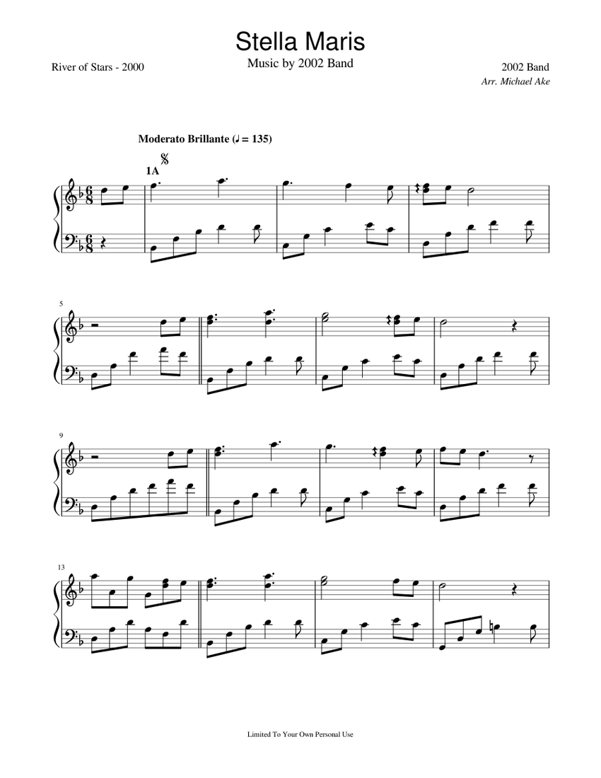Stella Maris – 2002 Band Sheet music for Piano (Solo) | Musescore.com