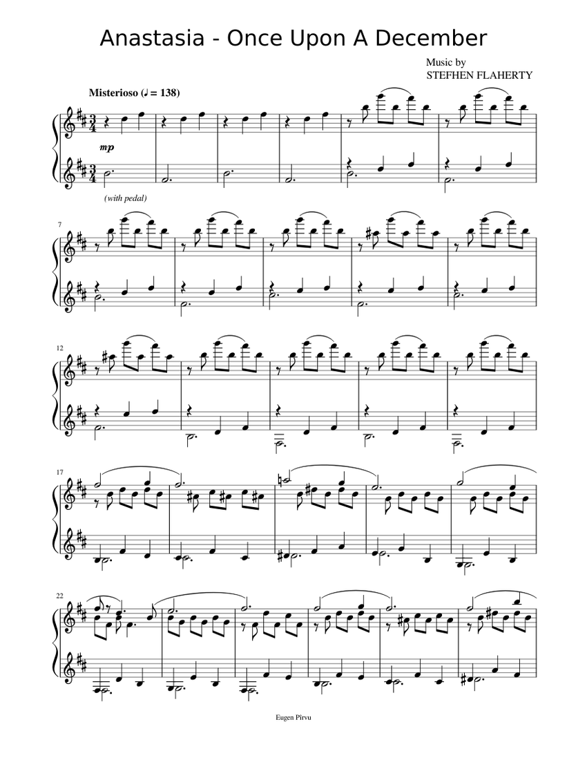 Anastasia Once Upon A December Sheet music for Piano (Solo) | Musescore.com