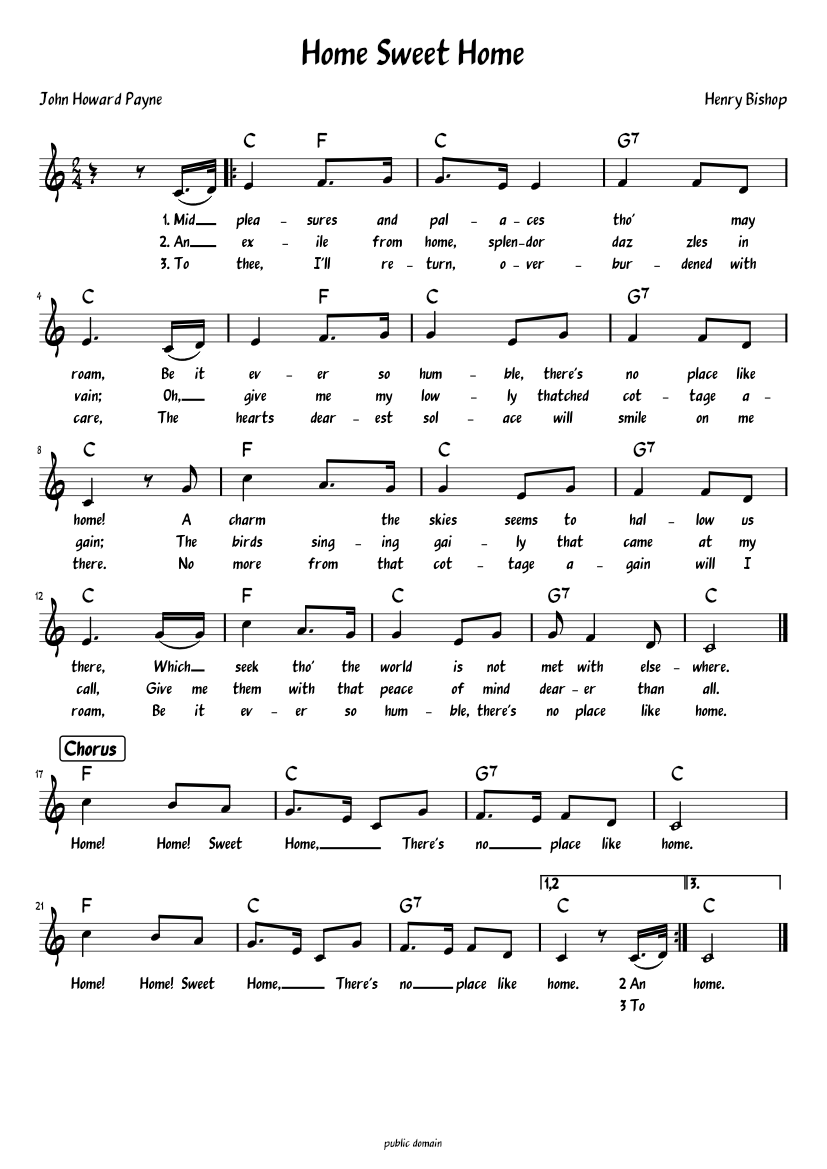 Home, Sweet Home (Lead sheet with lyrics ) Sheet music for Piano (Solo) Easy