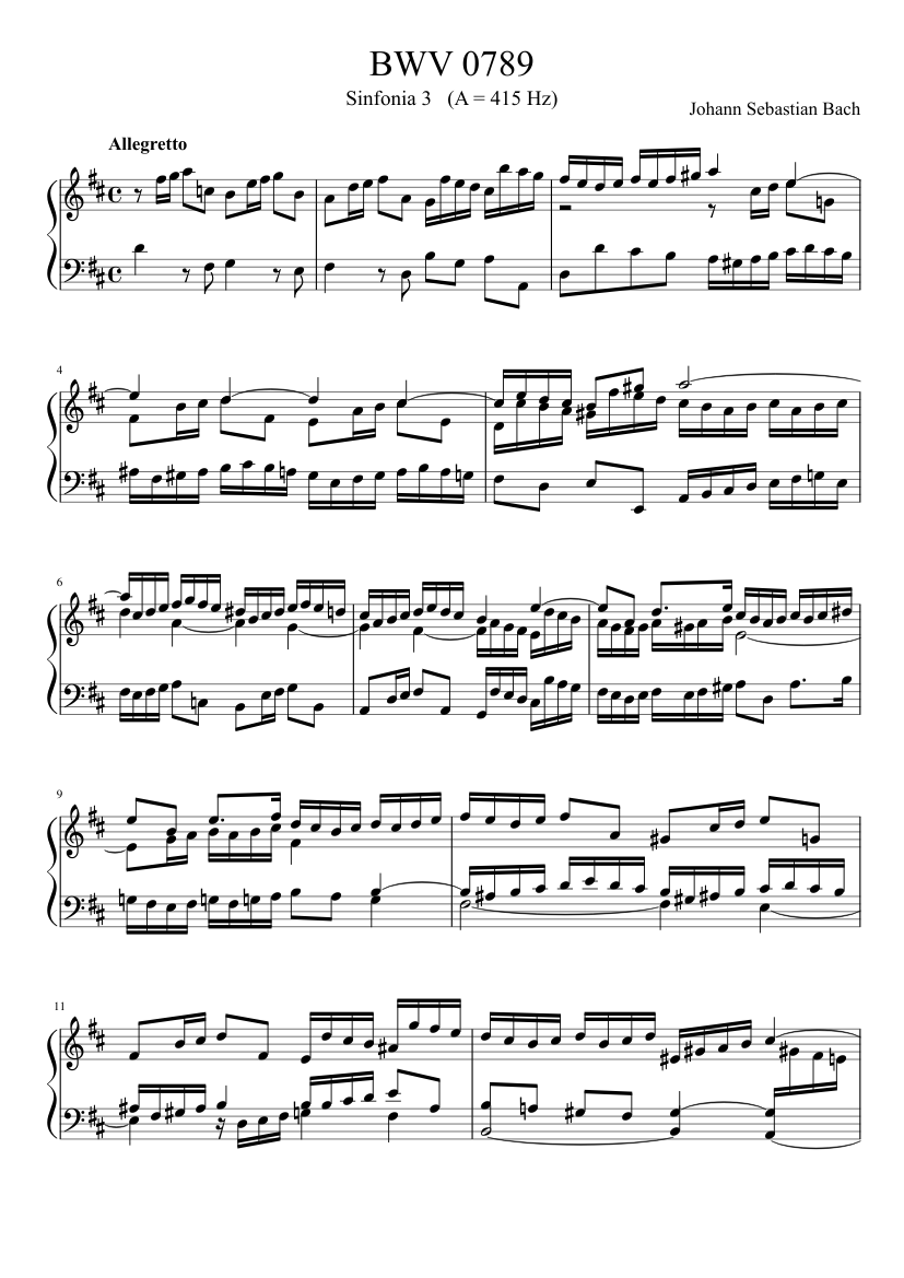 Sinfonia in D major BWV 789