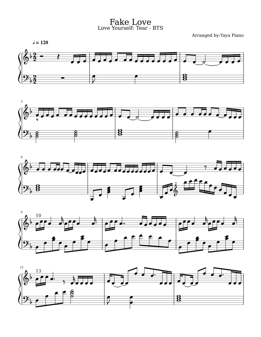 Learn how to play BTS Fake Love Piano Sheet Music on the piano. 