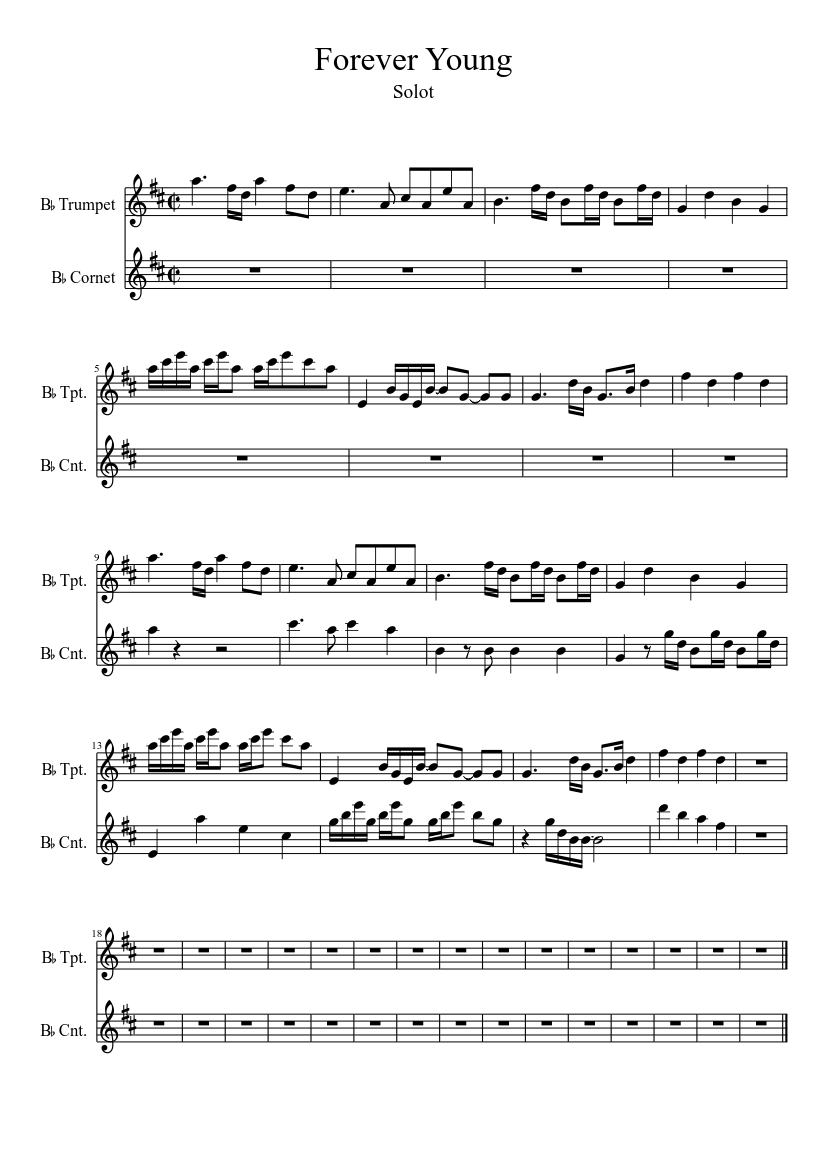 Forever Young - Trumpet Solo Sheet music for Trumpet other (Solo) |  Musescore.com