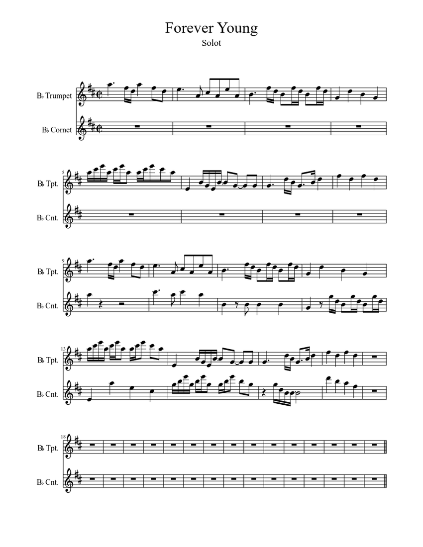 Forever Young - Trumpet Solo Sheet music for Trumpet other (Solo ...