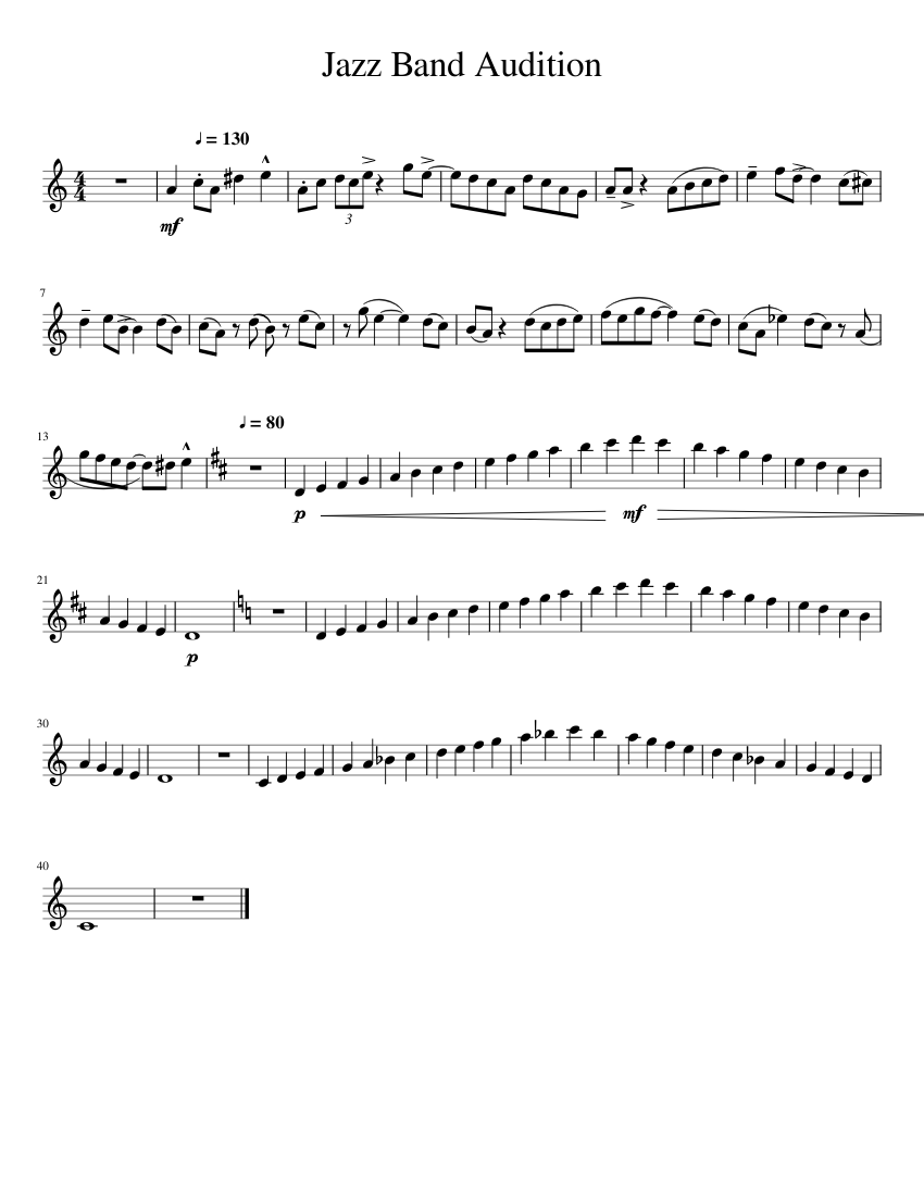 Jazz Band Audition Sheet music for Trumpet in b-flat (Solo) | Musescore.com