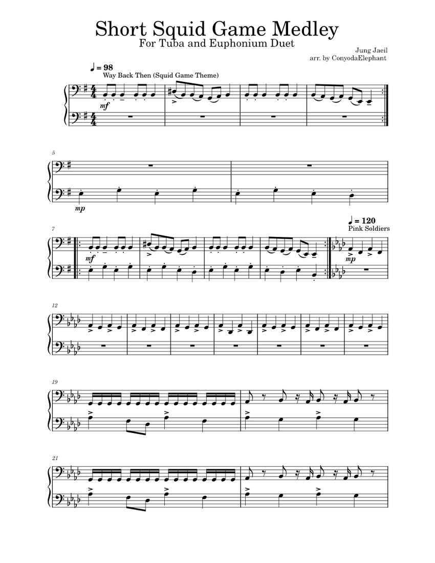 Squid Game - Way Back Then – Jung Jaeil Squid Game theme for recorder Sheet  music for Recorder (Solo)
