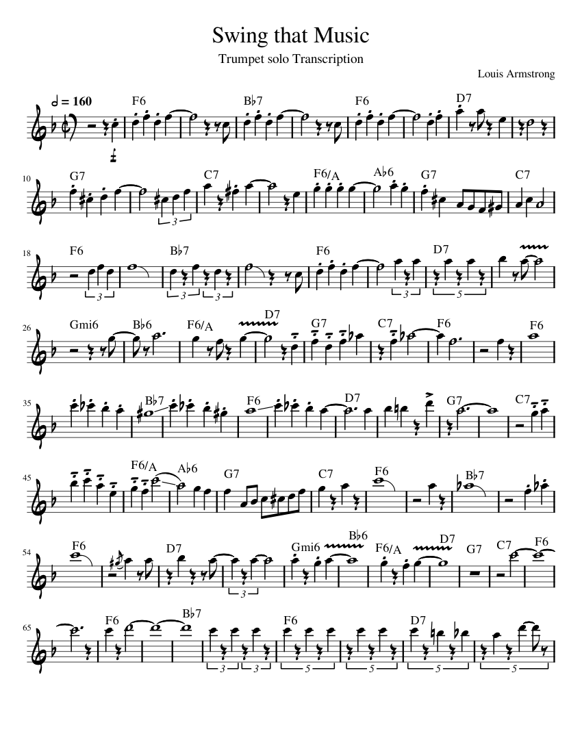 Swing That Music Sheet Music For Trumpet In B Flat Solo Musescore Com Swing can be applied globally or only to a section of the score, and is fully variable. swing that music sheet music for