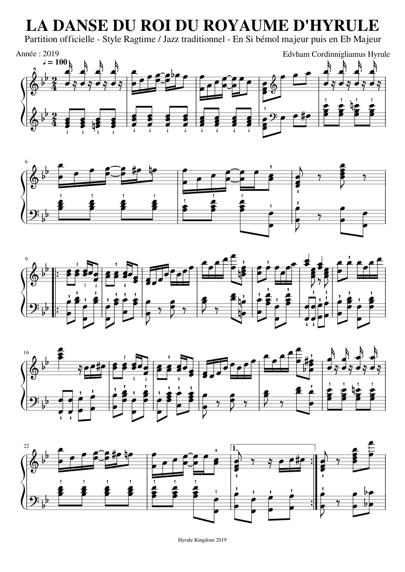 LA DANSE DU ROI DU ROYAUME D'HYRULE Sheet music for Piano (Solo) |  Musescore.com