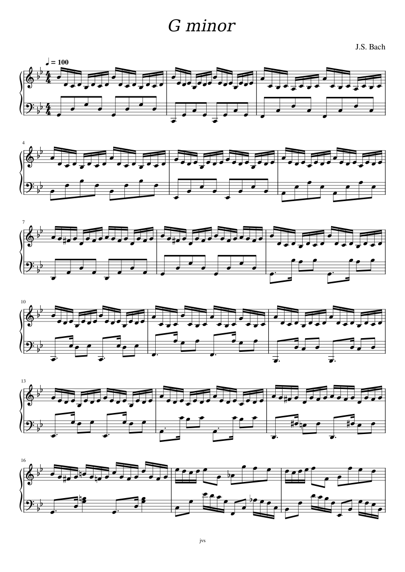 G Minor Bach Sheet music for Piano (Solo) | Musescore.com