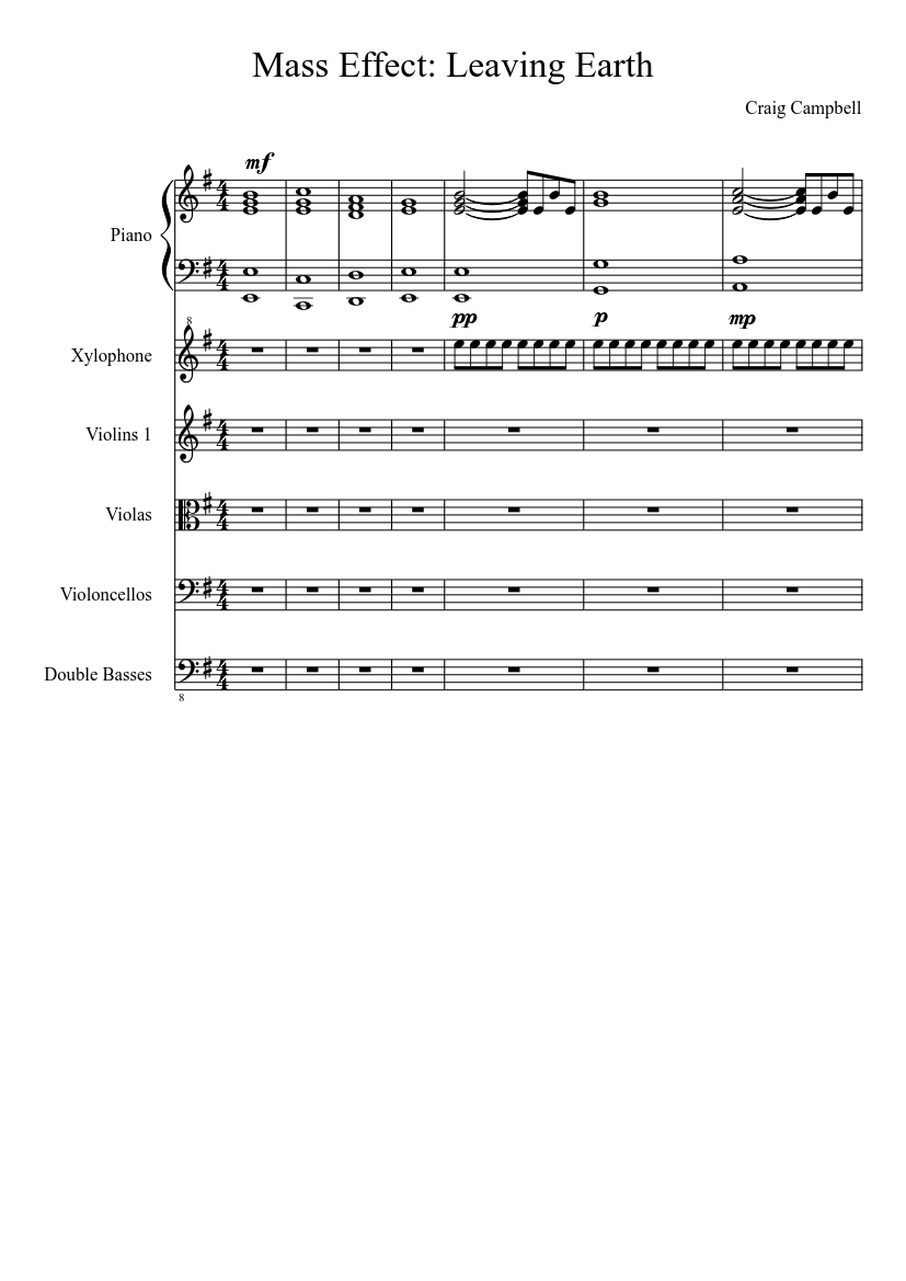 Mass Effect: Leaving Earth (In Progress Sheet music for Piano (Solo) |  Musescore.com