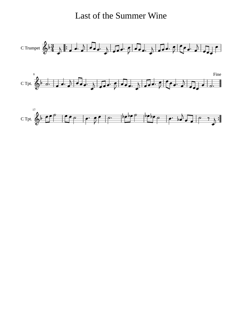Last of the Summer Wine Sheet music for Trumpet other (Solo
