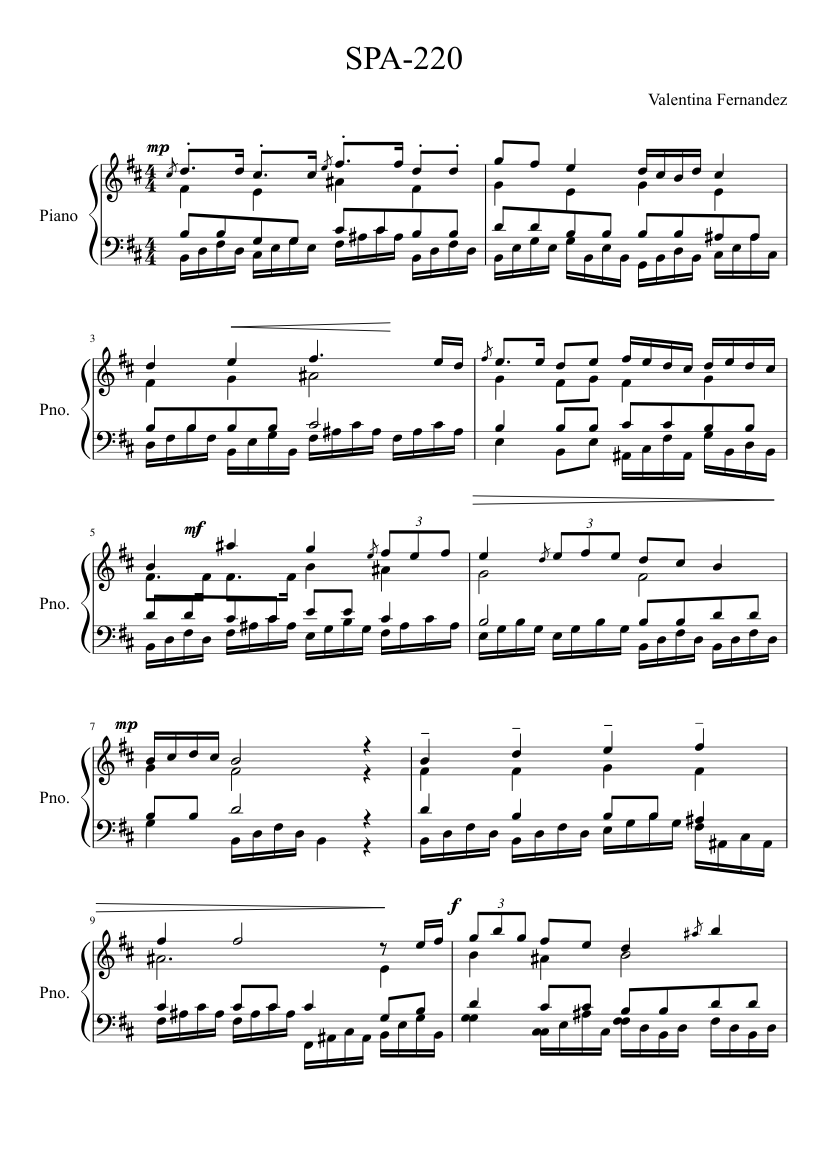SPA-220 Sheet music for Piano (Solo) | Musescore.com