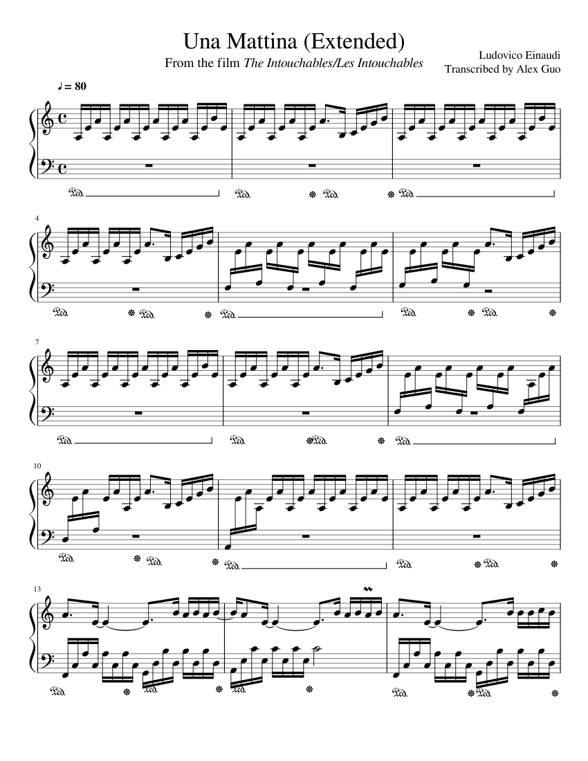 Una Mattina - Extended (from The Intouchables) Sheet music for Piano (Solo)  | Musescore.com