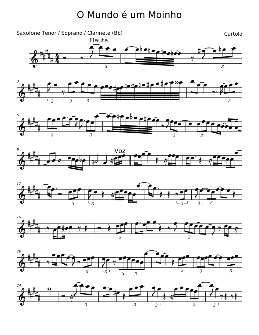 Cartola - O Mundo Um Moinho - Saxofone Alto PDF