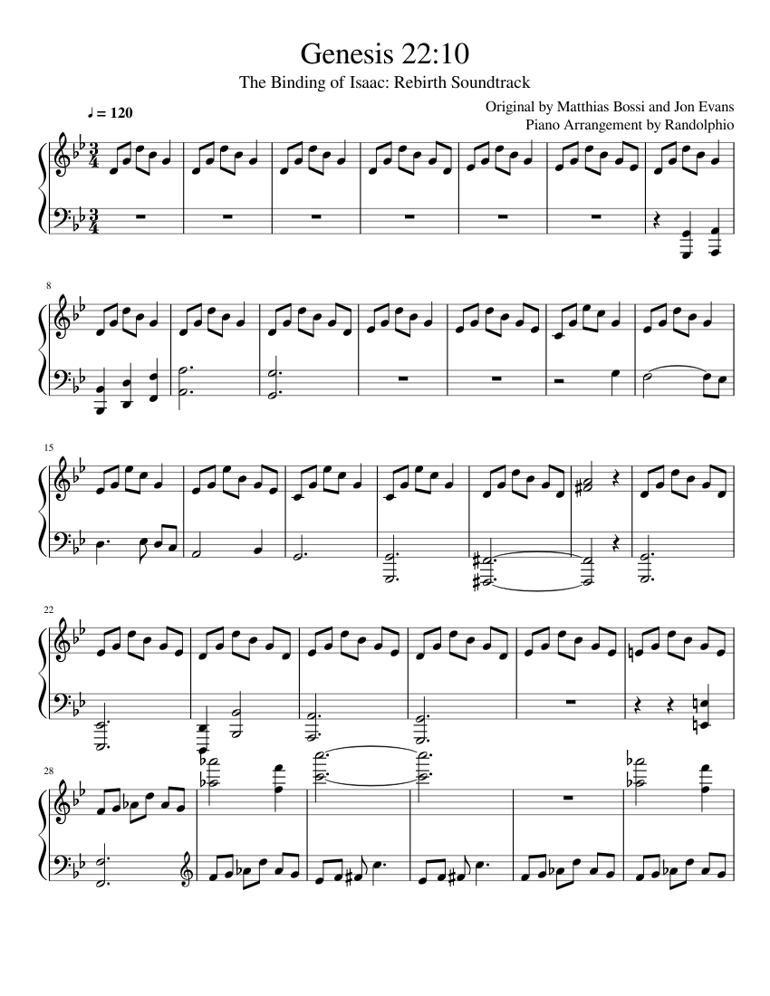 Genesis 22:10 (Final Version) Sheet music for Piano (Solo) Easy |  Musescore.com