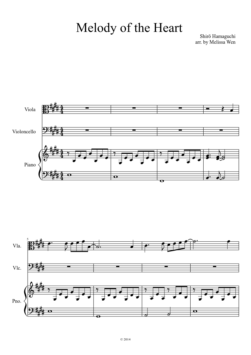 Melody of the Heart (Kokoro no Senritsu) Sheet Music for Piano