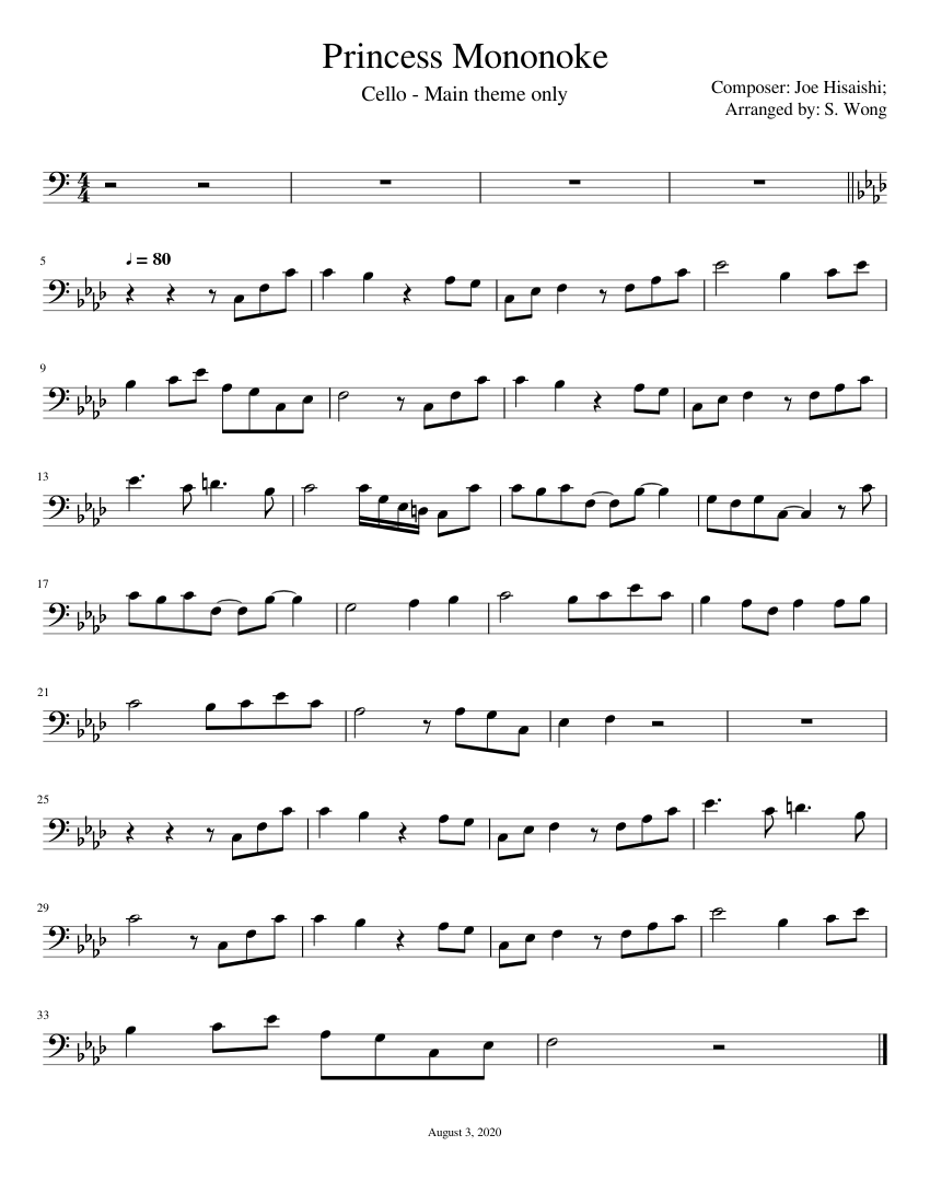 Princess_Mononoke Main Theme Sheet music for Piano (Solo) | Musescore.com