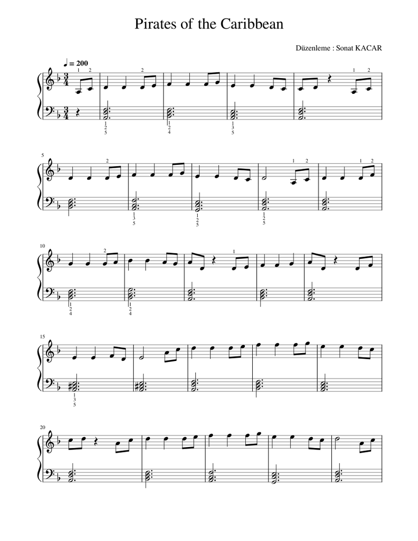 Pirates of the Caribbean (Easy Piano) Sheet music for Piano (Solo) |  Musescore.com