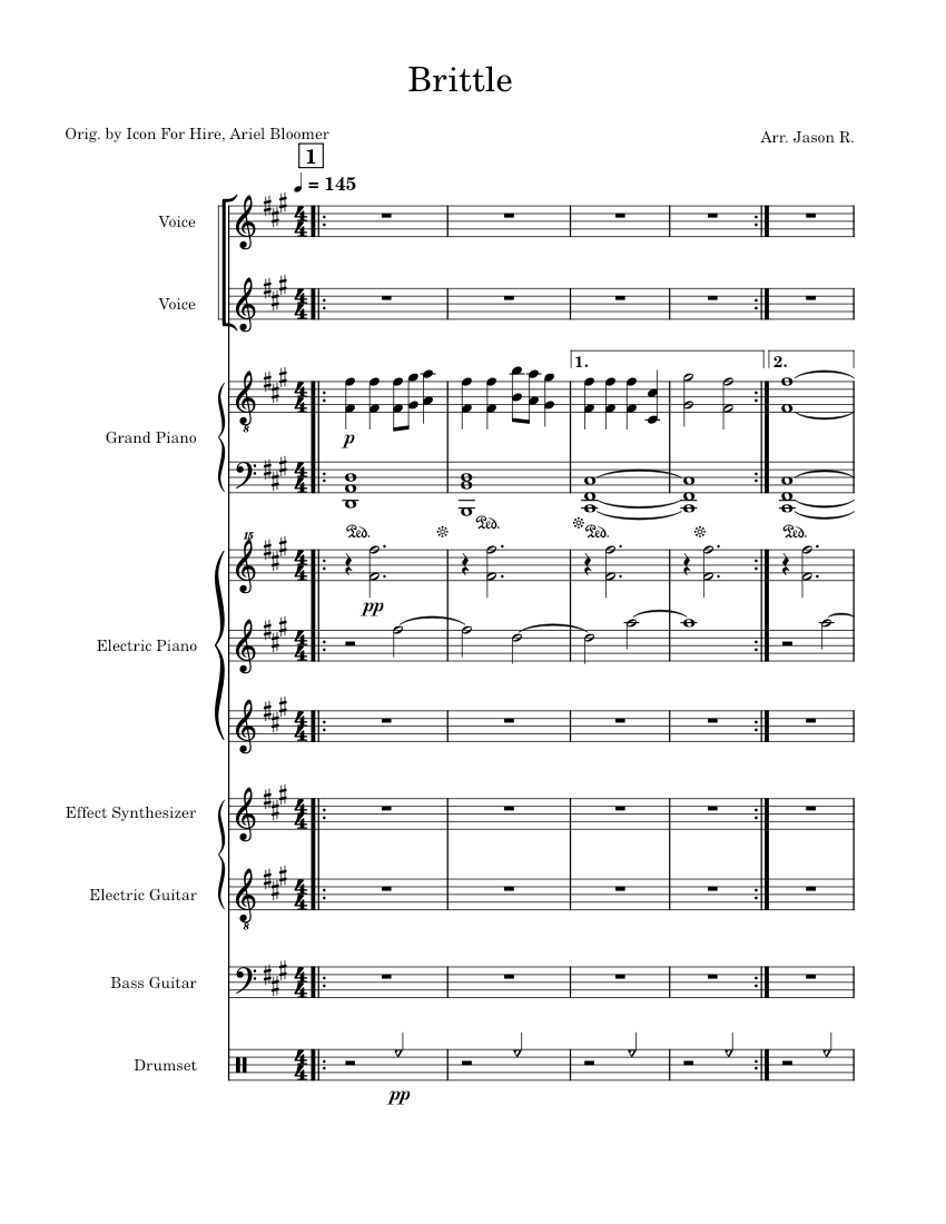Brittle Icon For Hire Sheet music for Piano, Vocals, Guitar, Bass