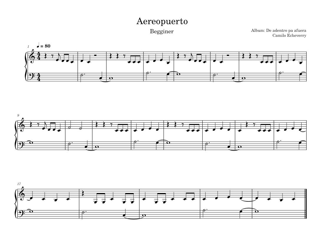 Tutu – Camilo Echeverri Aereopuerto/Camilo - piano tutorial