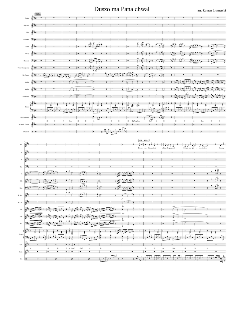 Michal Duszo Ma Pana Chwal Sheet Music For Piano Violin Flute Drum Group More Instruments Mixed Ensemble Musescore Com