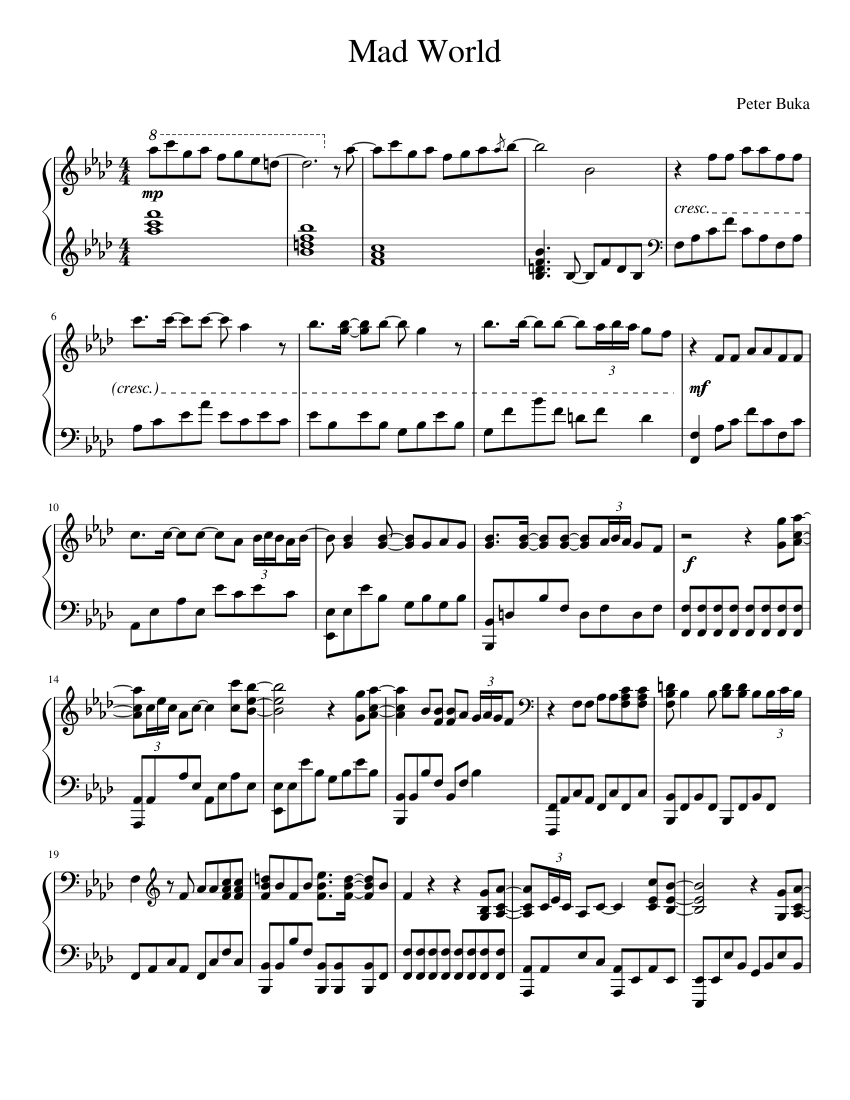 Mad World Sheet music for Piano (Solo) | Musescore.com