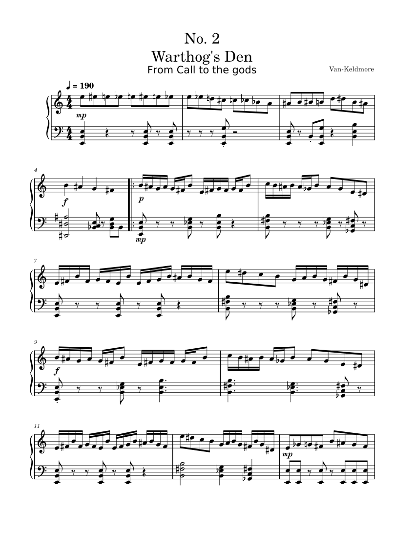 Warthog's Den Sheet music for Piano (Solo) | Musescore.com