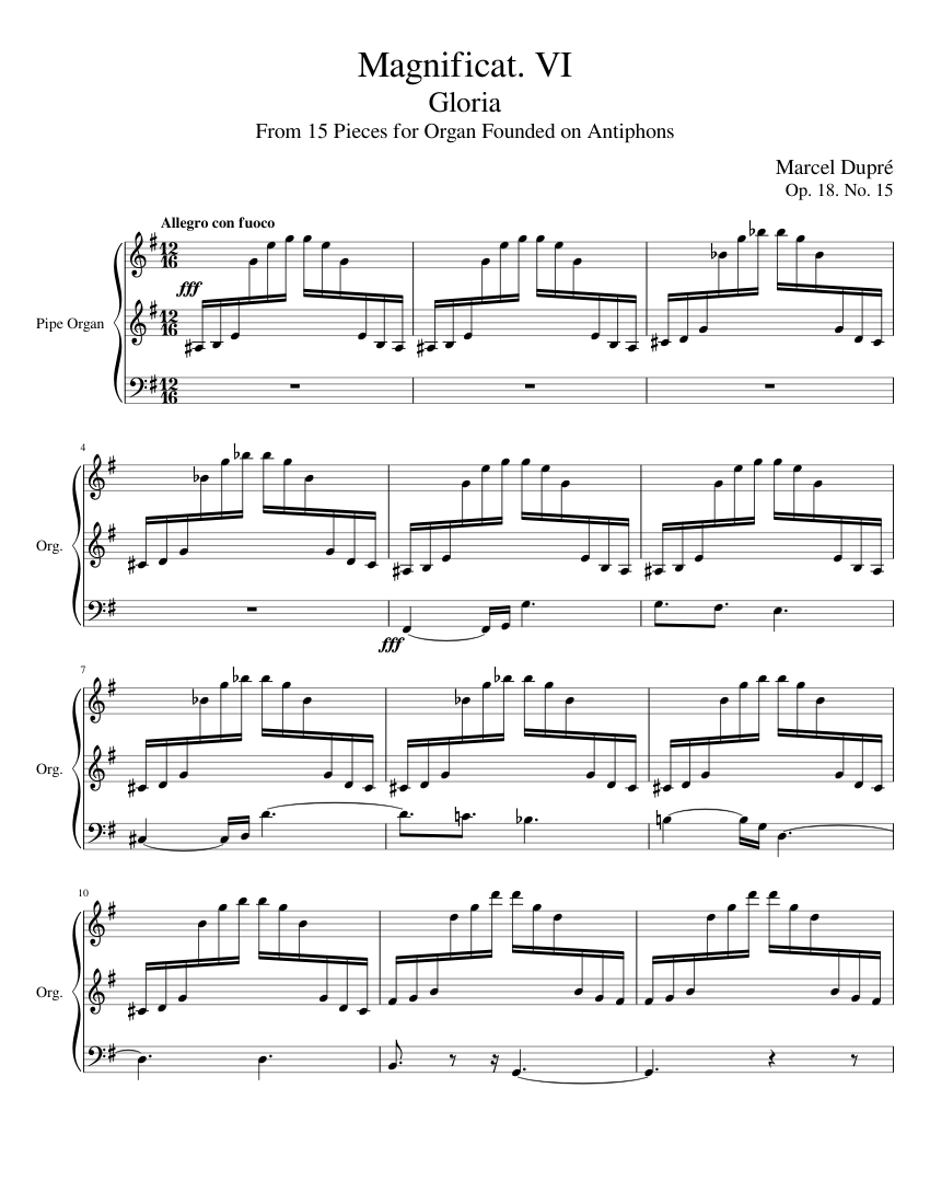 Marcel Dupré Magnificat VI - Gloria for organ