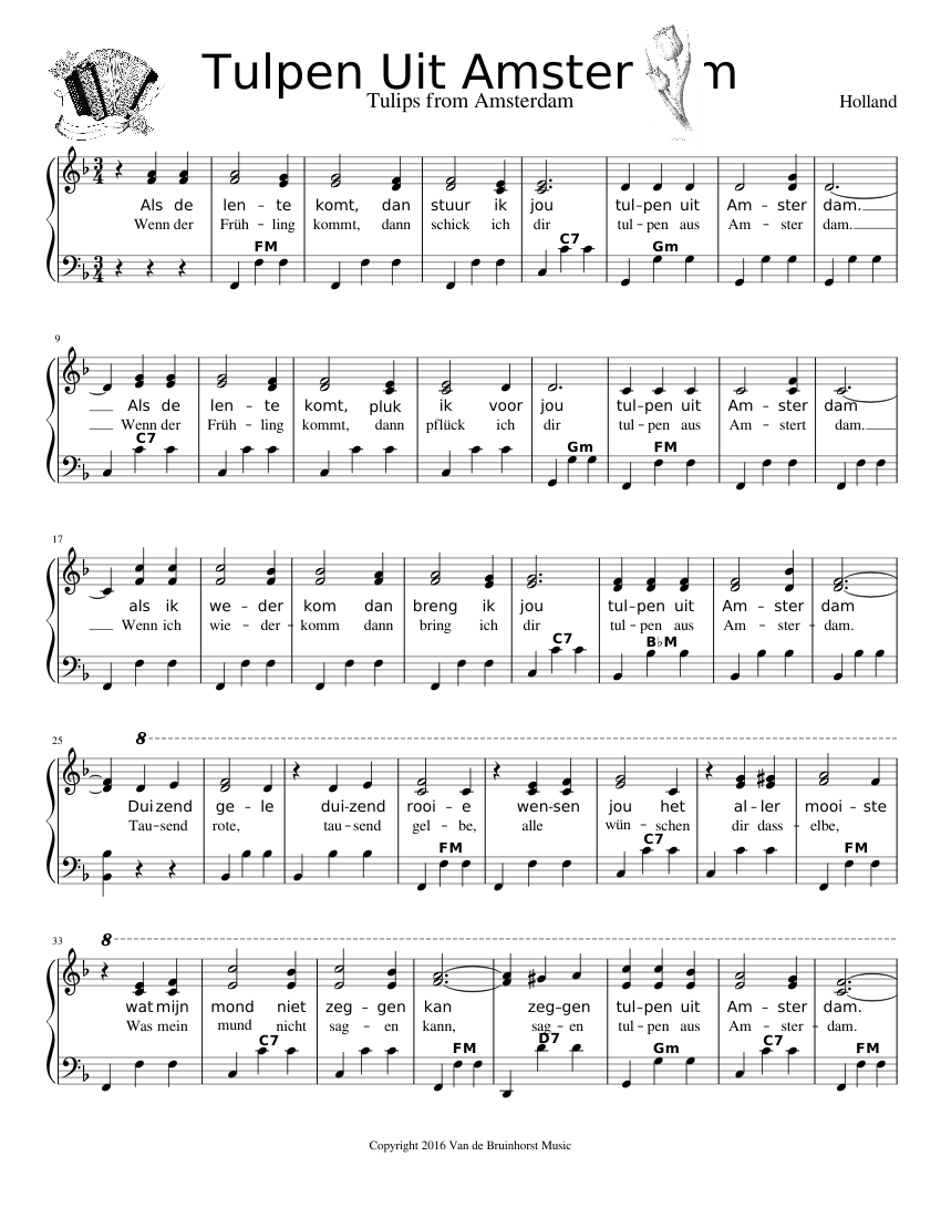 Tulpen Uit Amsterdam Sheet music for Accordion (Solo) | Musescore.com
