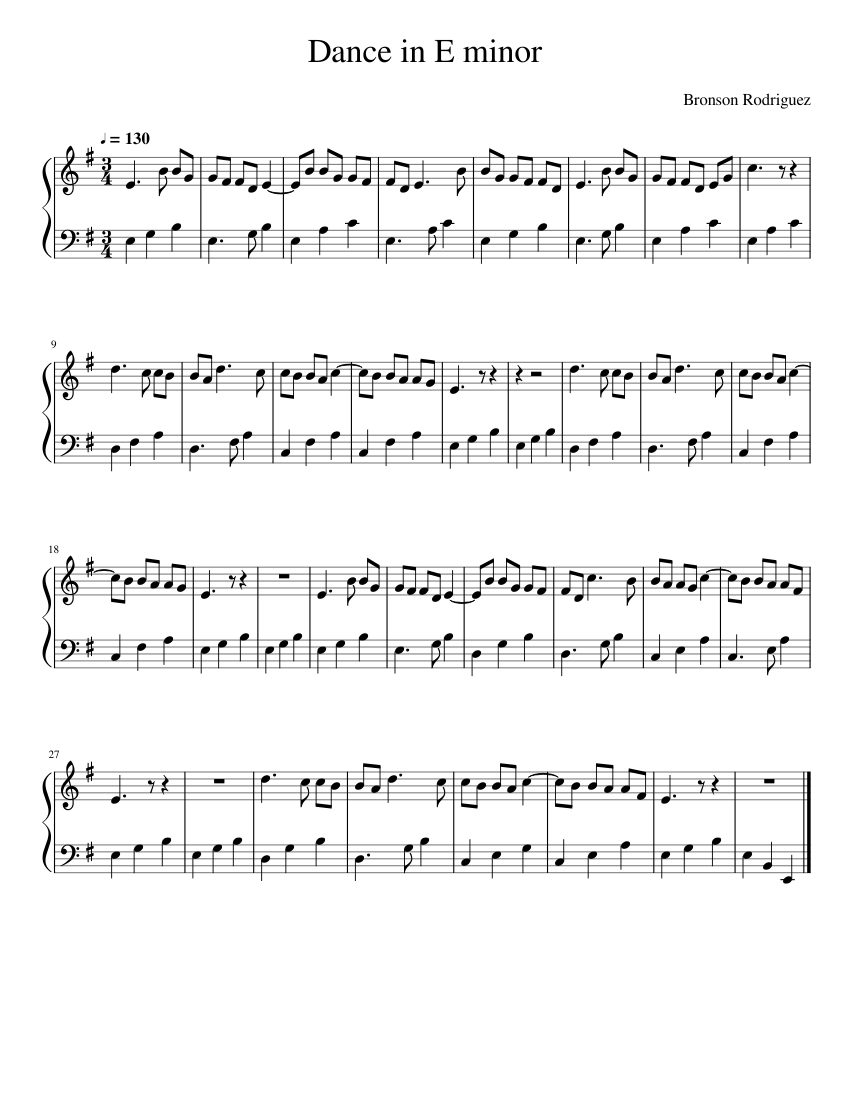 Dance in E minor Sheet music for Piano (Solo) Easy | Musescore.com