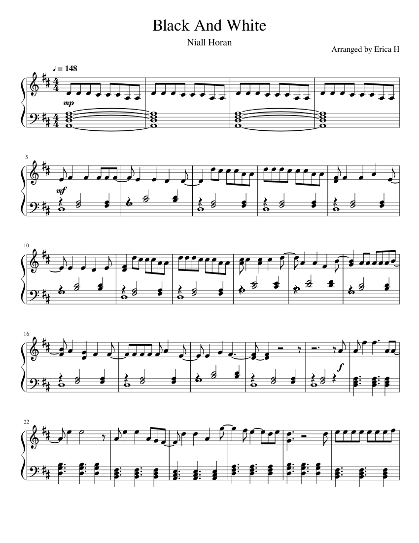 Black And White - Niall Horan Sheet music for Piano (Solo) | Musescore.com