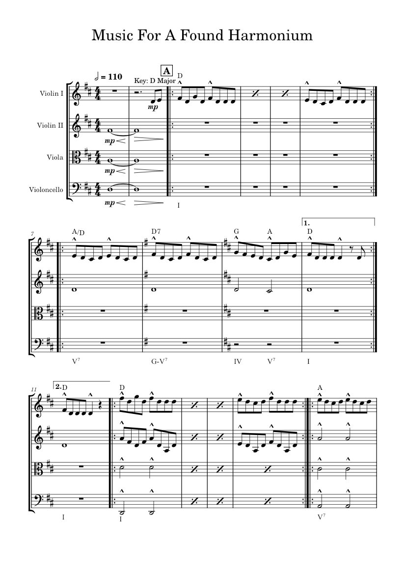 Music for a found harmonium Penguin Cafe Orchestra Sheet music for Violin, Viola, Cello