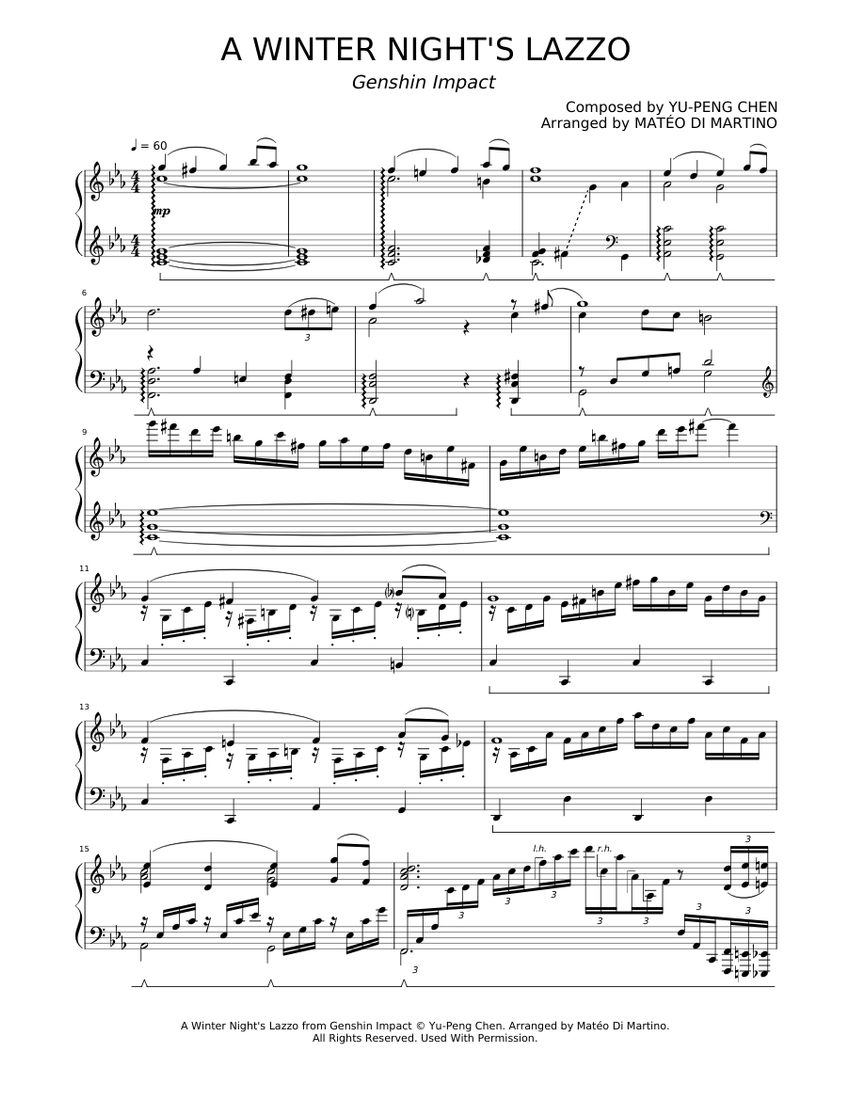 WIP] A Winter Night's Lazzo – Genshin Impact Sheet music for Piano (Solo) |  Musescore.com