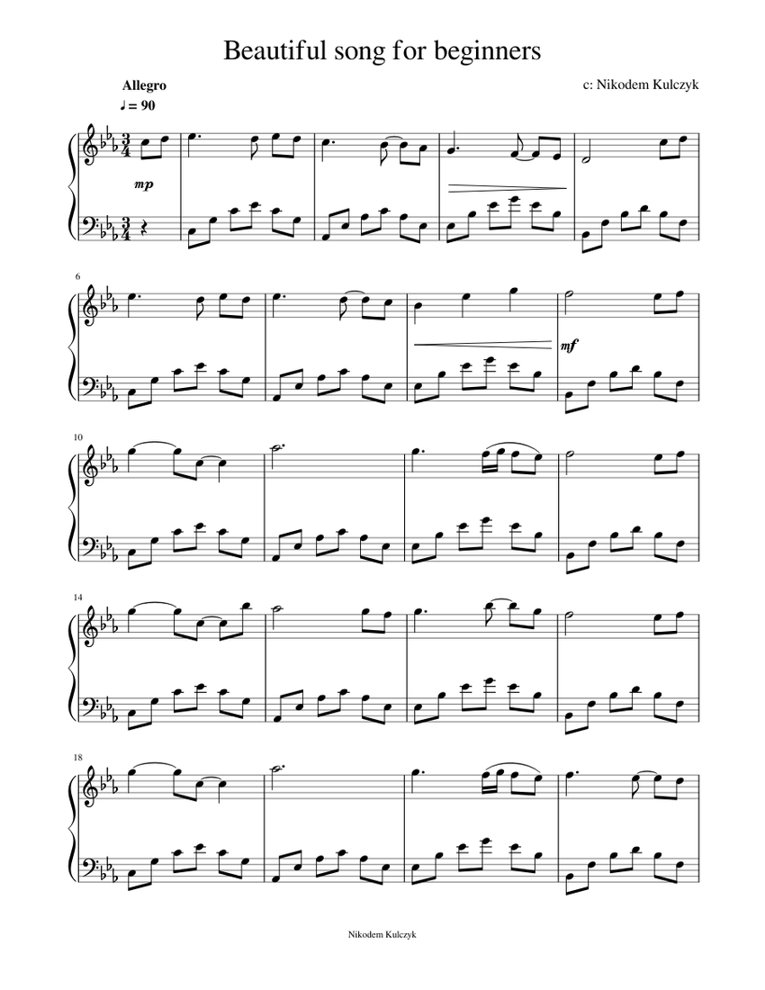 Beautiful song for beginners Sheet music for Piano (Solo) Easy |  Musescore.com