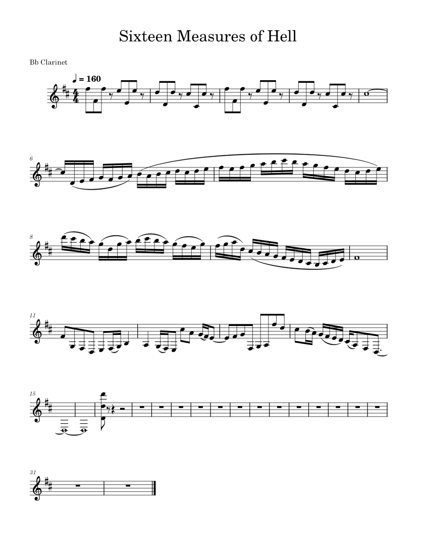 Sixteen Measures of Hell Sheet music for in bflat (Solo