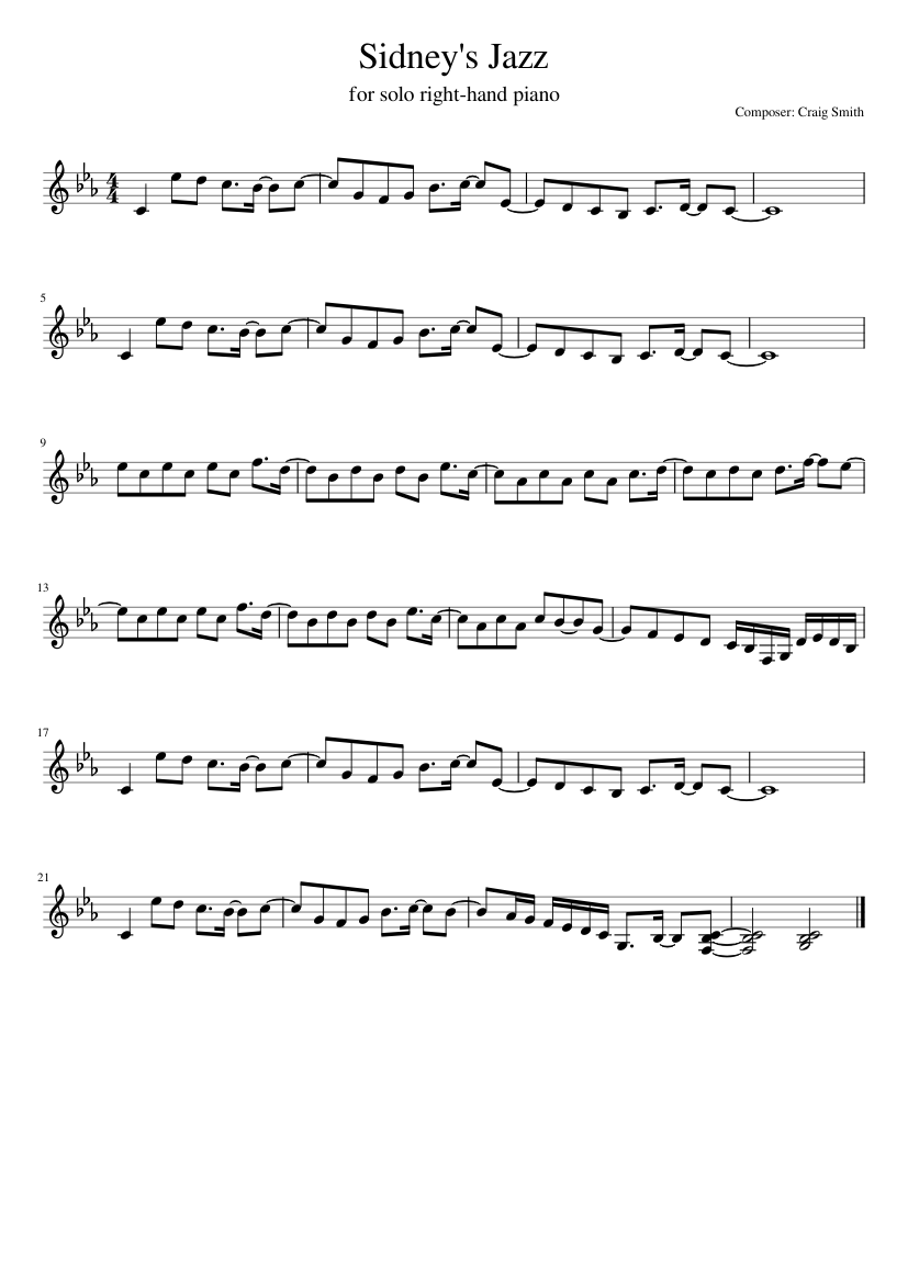Sidney's Jazz (for solo right-hand piano)