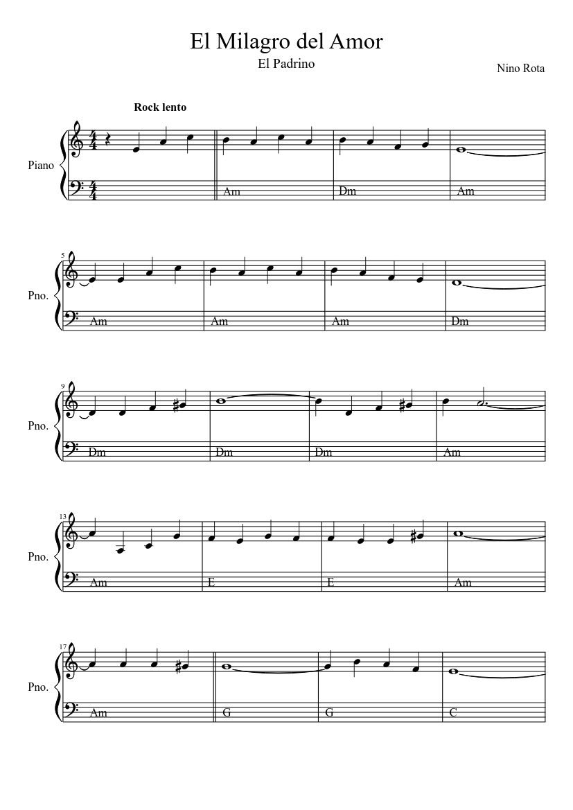 El Padrino Sheet music for Piano (Solo) | Musescore.com