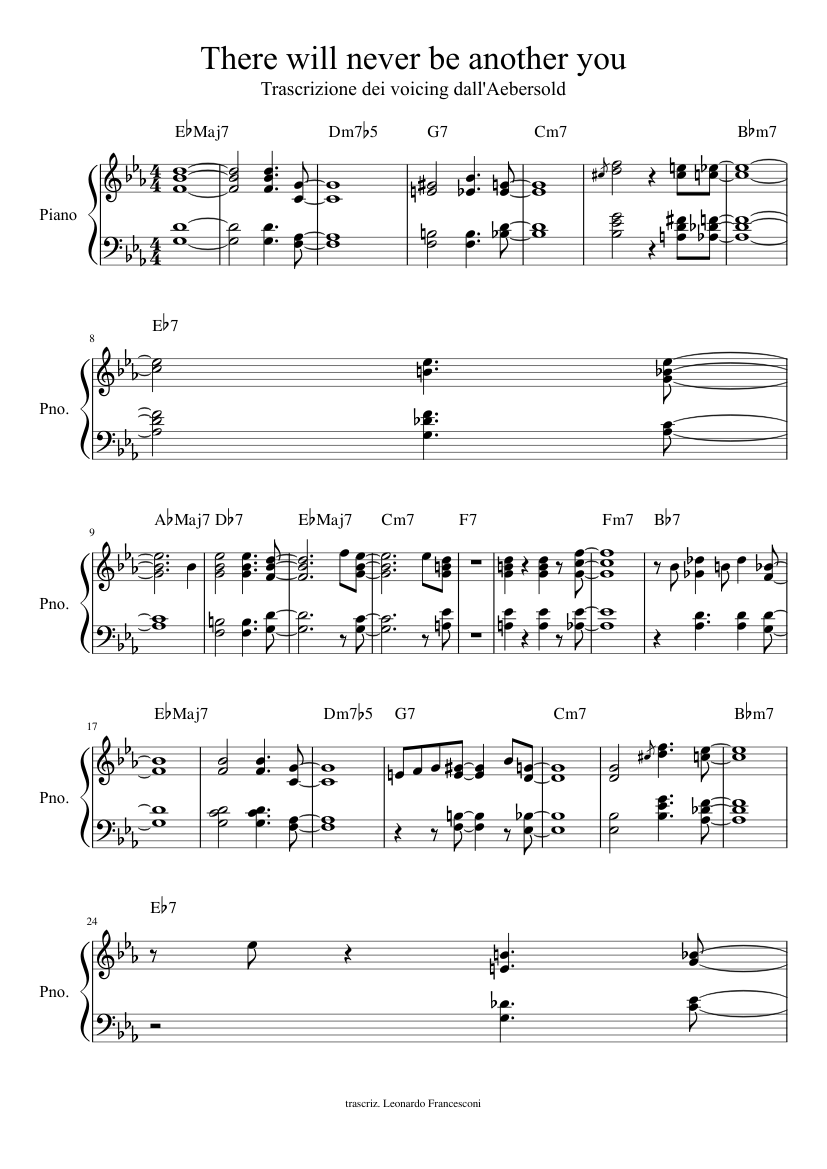 There will never be another you - Aebersold voicings Sheet music for Piano  (Solo) | Musescore.com
