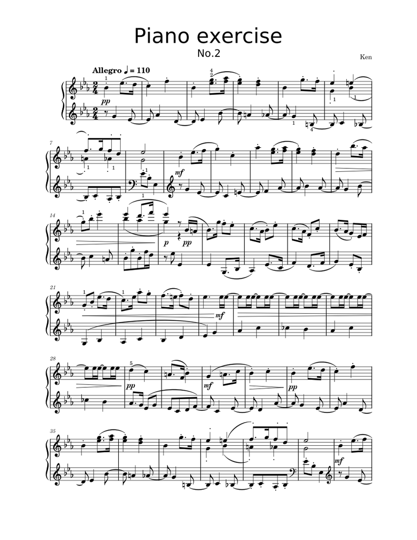 Piano exercise 2 - Ken Sheet music for Piano (Solo) Easy | Musescore.com