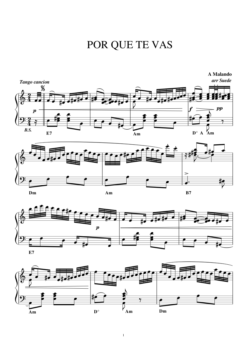 POR QUE TE VAS - piano tutorial