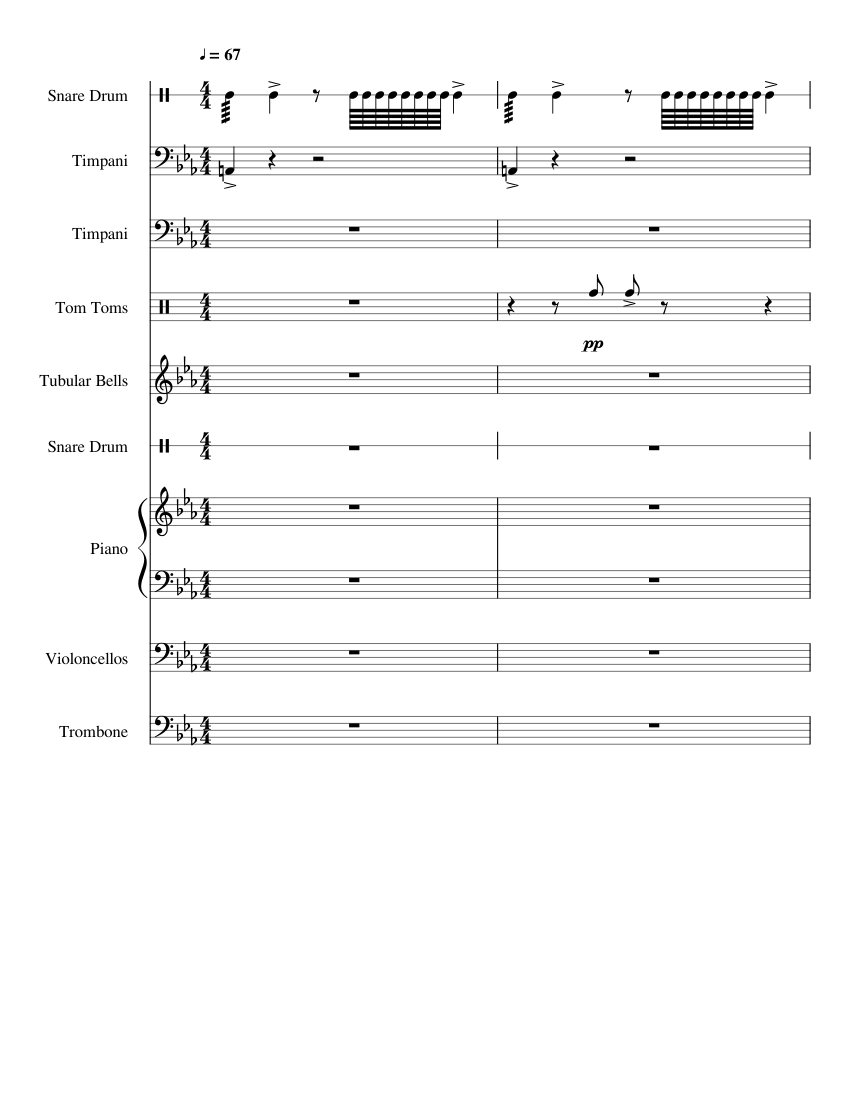 Wage, from Halo 2: Delta Halo Suite Sheet music for Piano, Trombone,  Timpani, Snare drum & more instruments (Mixed Ensemble) | Musescore.com