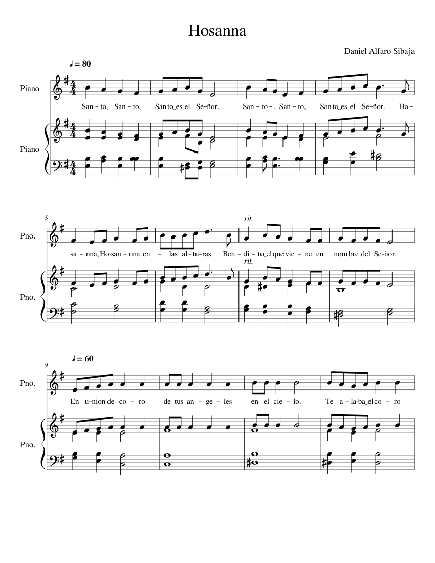 Hosanna Sheet music for Piano (Solo) | Musescore.com