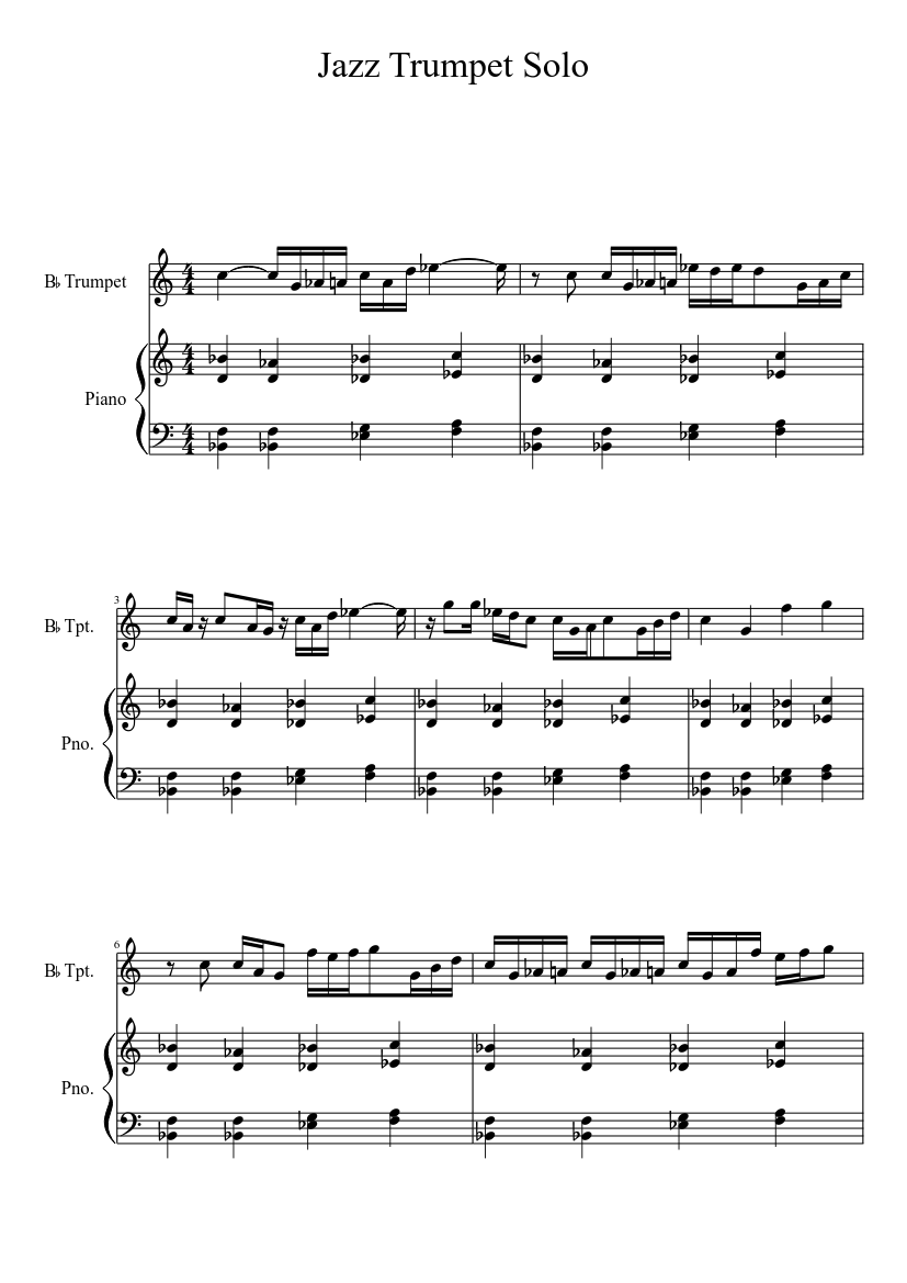 Jazz Trumpet Solo Sheet music for Piano, Trumpet other (Solo) |  Musescore.com
