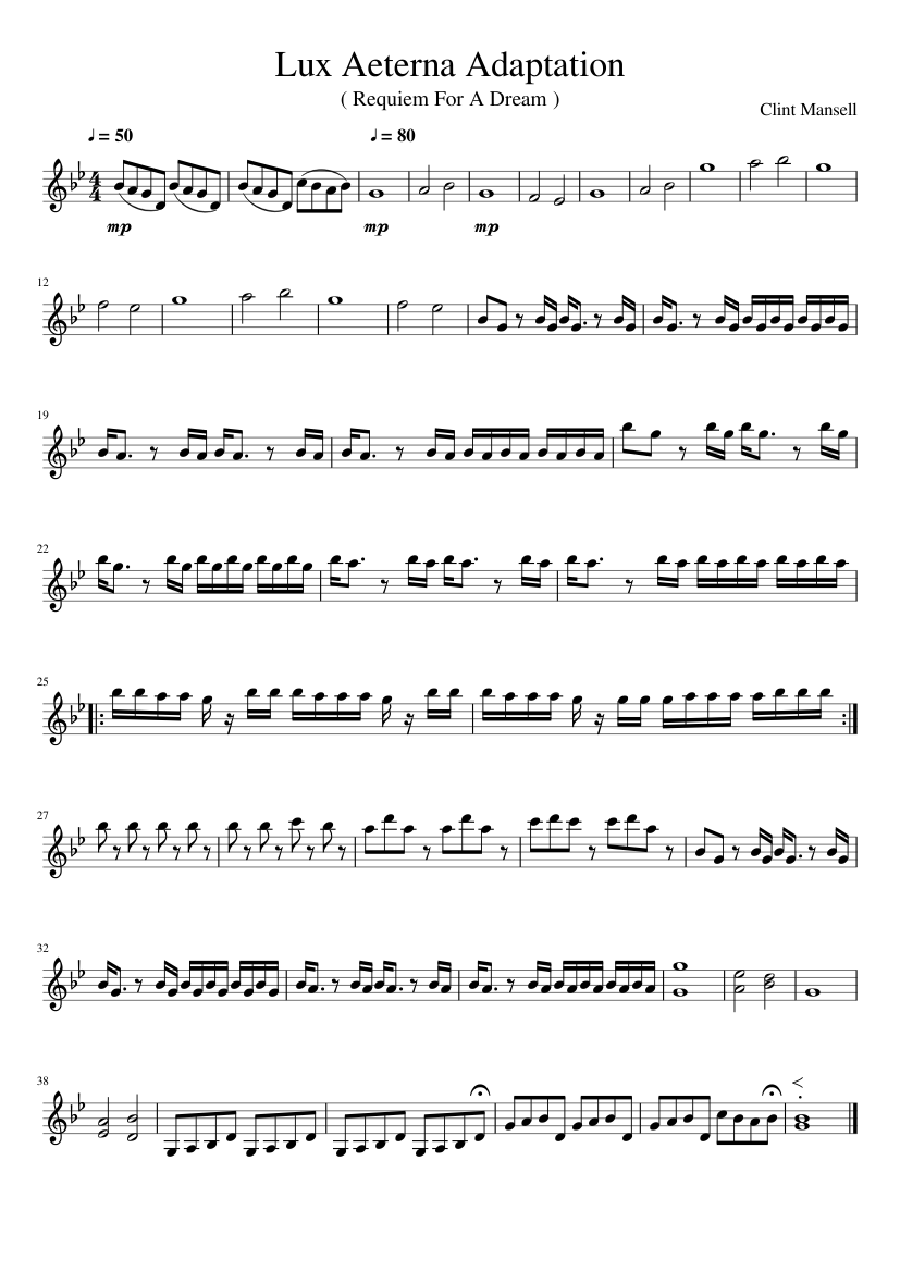 Requiem For a Dream - Lux Aeterna Sheet music for Violin (Solo)