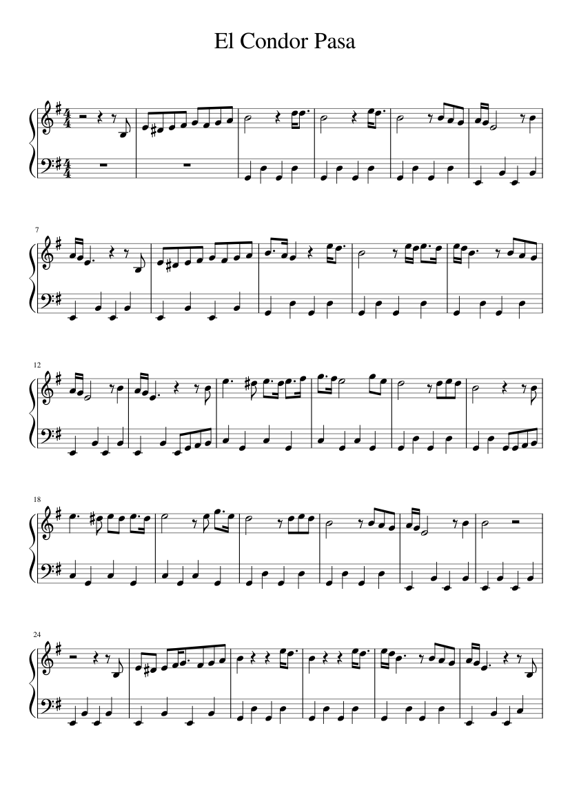 El Condor Pasa (If I Could) Sheet music for Piano (Solo) | Musescore.com