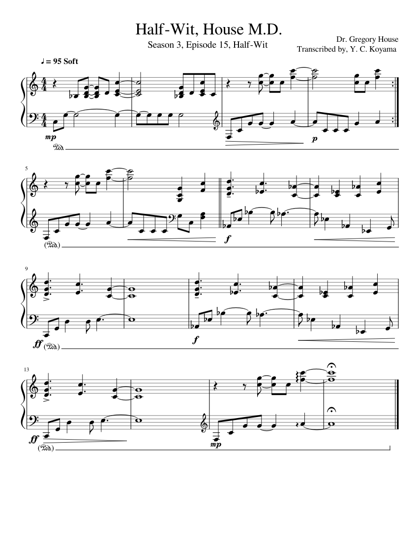 Half-Wit, House M.D. Sheet music for Piano (Solo) Easy | Musescore.com